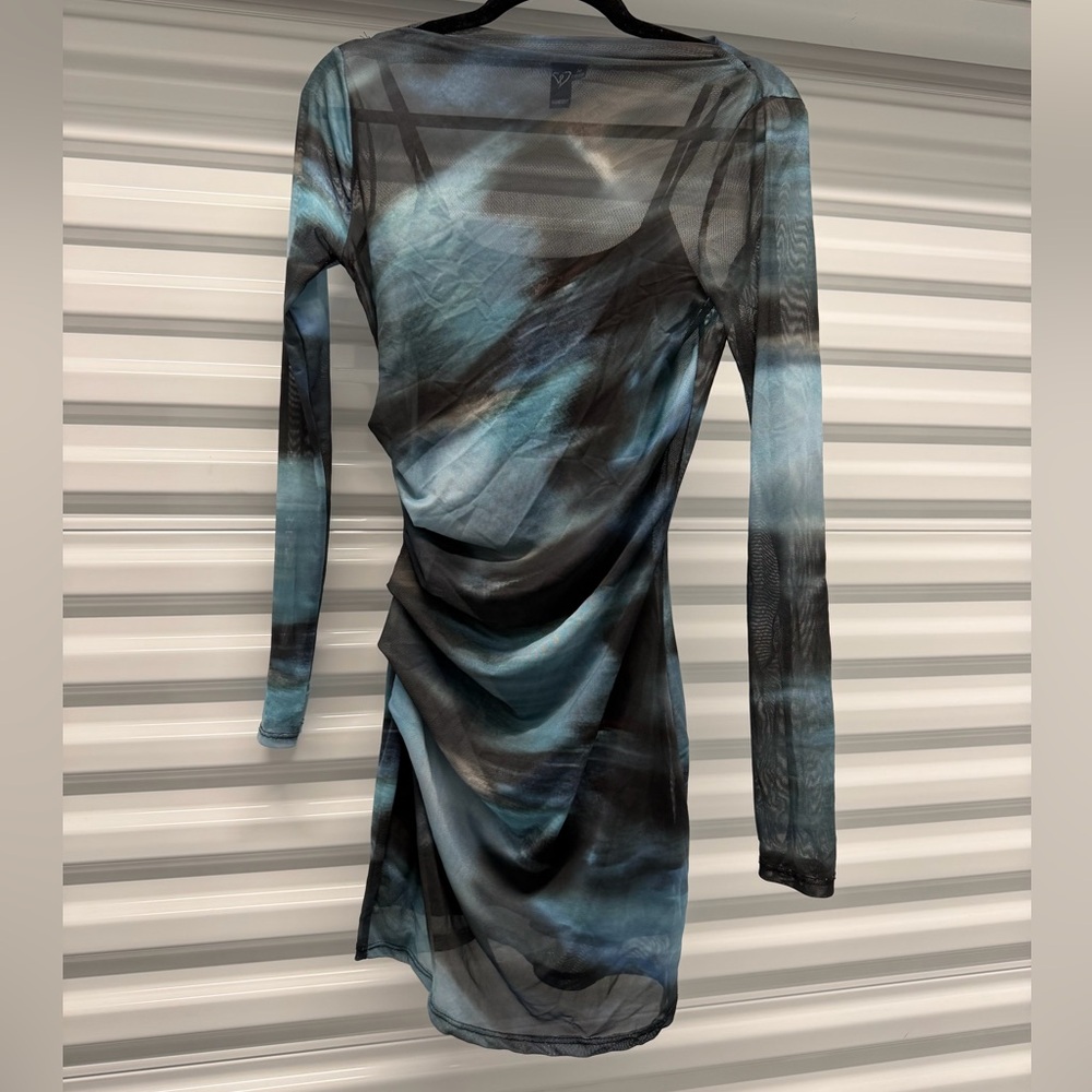 Windsor Blue and Black Long Sleeve Dress